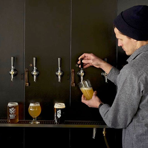 north fork beers being poured