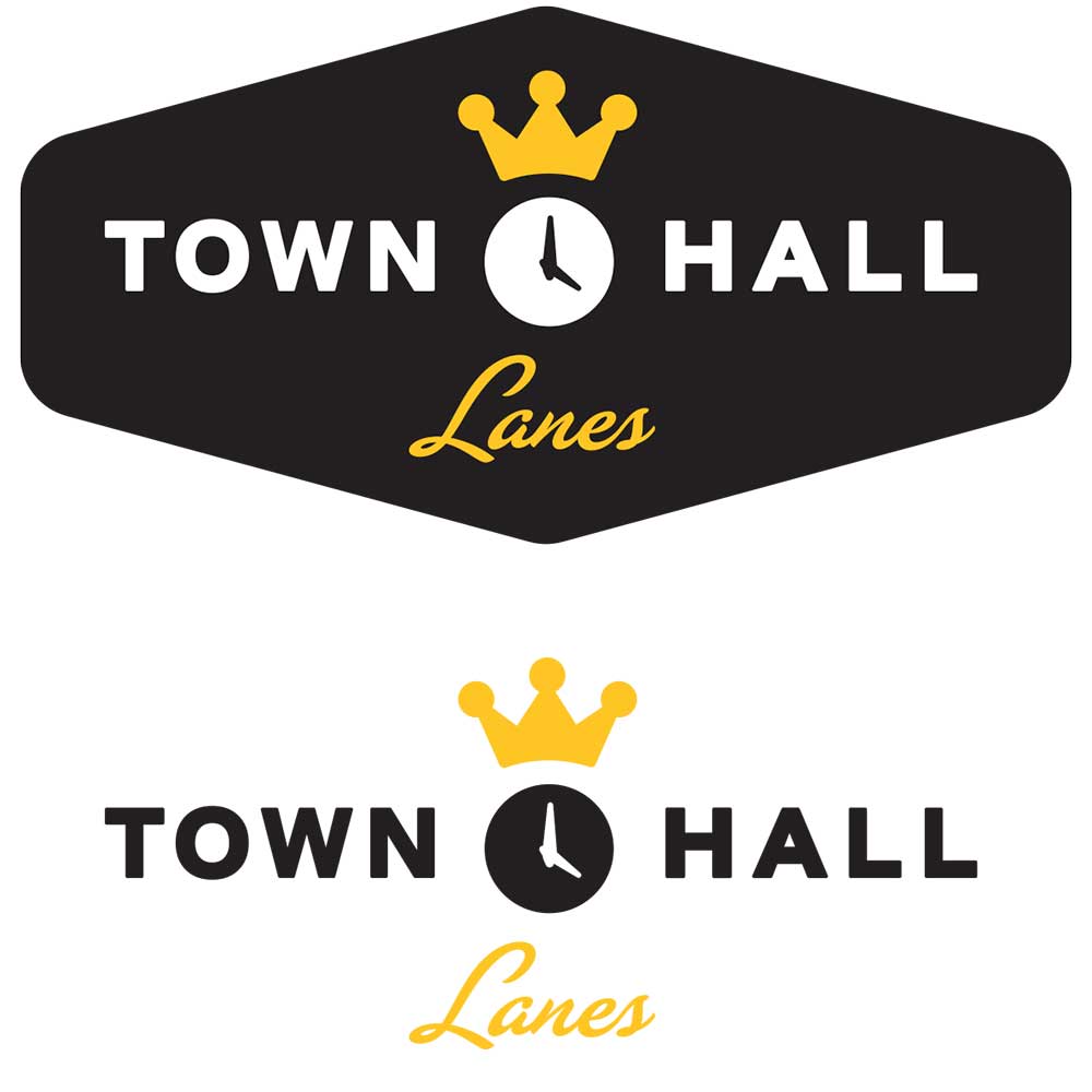town hall bowling lanes logo